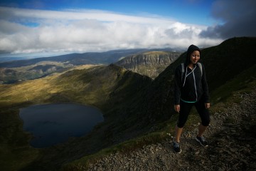 Hiking Helvellyn in the Lake District, England.
