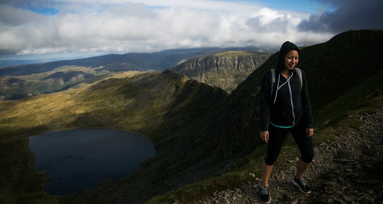 Hiking Helvellyn in the Lake District, England.
