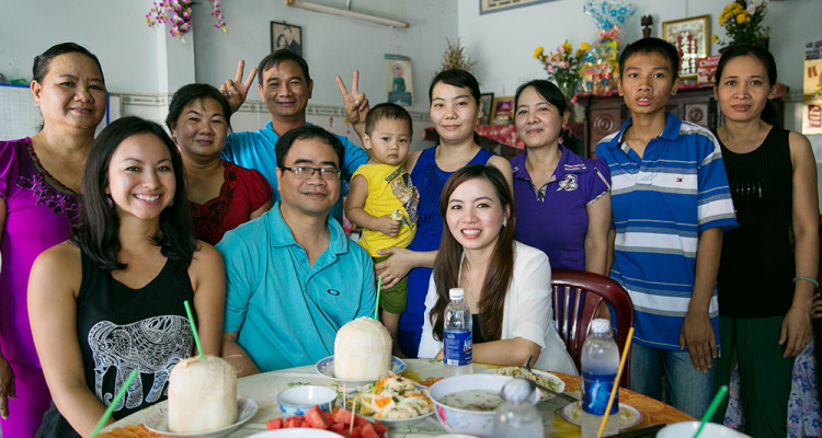 Britnee with family in Vietnam