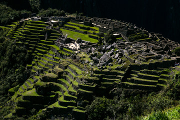 The terraces and ruins of Machu Picchu in Peru.